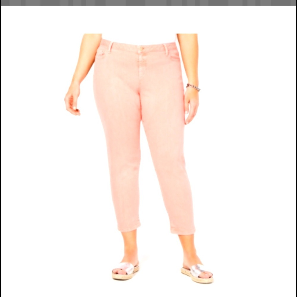 MICHAEL KORS WOMENS GRAPEFRUIT PLUS SIZE IZZY CROPPED SKINNY JEANS